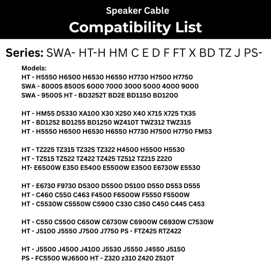 Truvaro Pack Of 3 Speaker Cable Wire For Samsung SWA - 8000S 8500S 6000 7000 3000 5000 4000 9000 Series