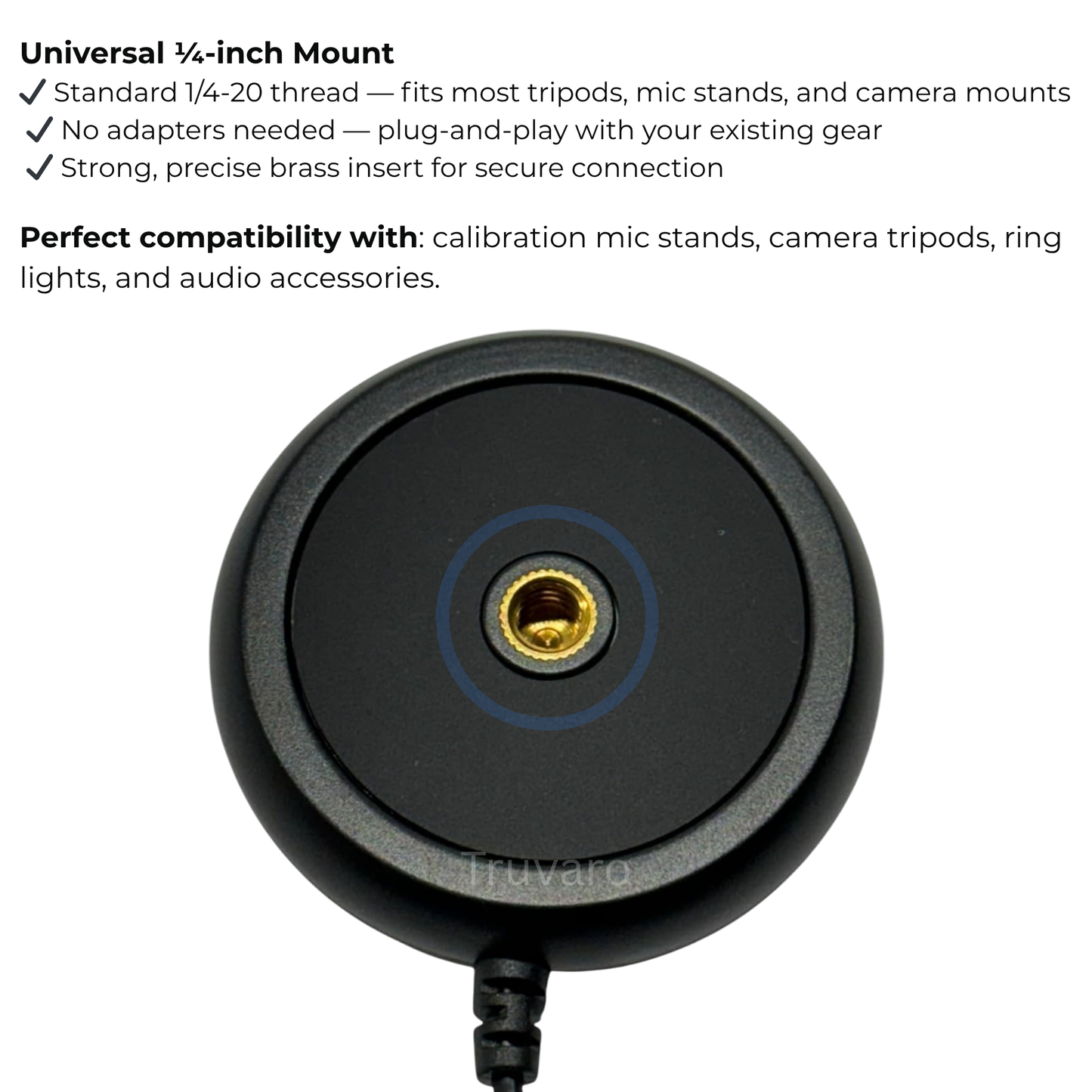 Truvaro™ Professional Calibration Microphone with Adjustable Stand for Onkyo, Denon, Yamaha & Pioneer Receivers